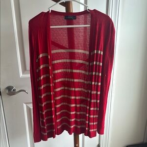 The Limited Red and Cream Cardigan Sweater